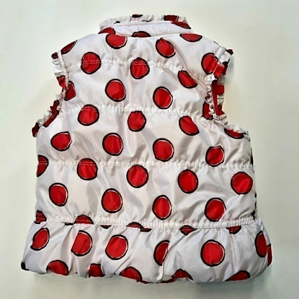 Disney Minnie Mouse White Red Polka Dot Sleevless Puffer Vest 18 Months Adorable